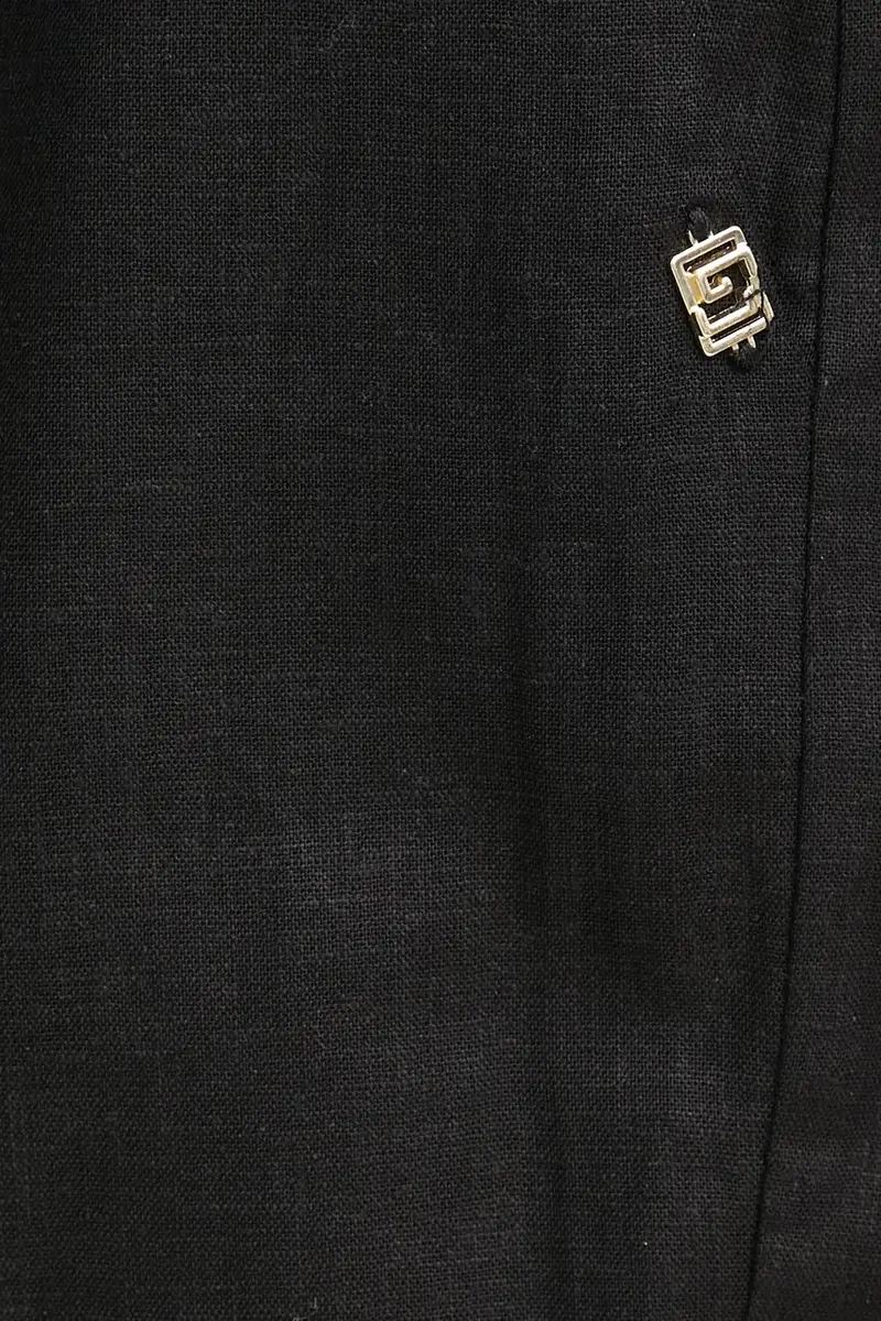 pantaloncini in lino donna colore nero 511BD25038 miniatura 4