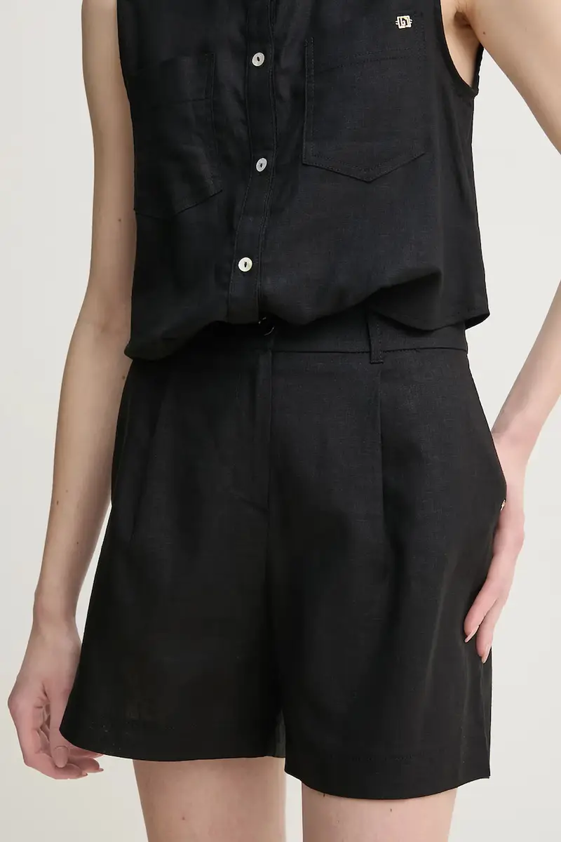 pantaloncini in lino donna colore nero 511BD25038