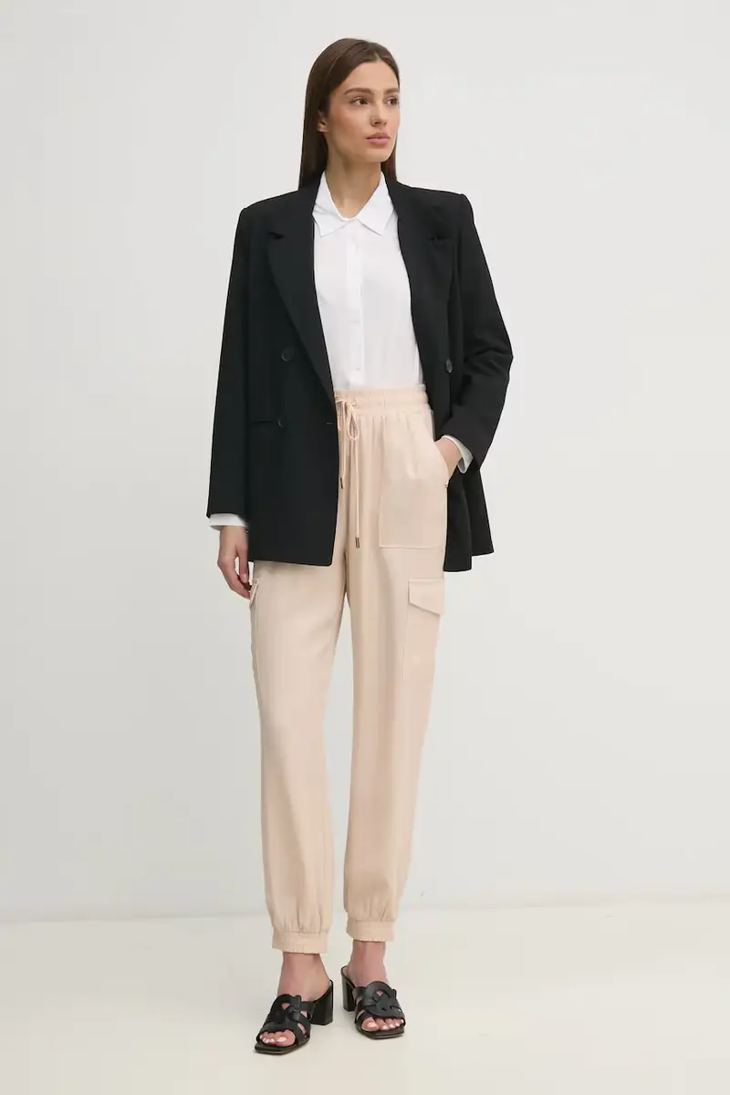 pantaloni donna colore beige 511BD25010 miniatura 2