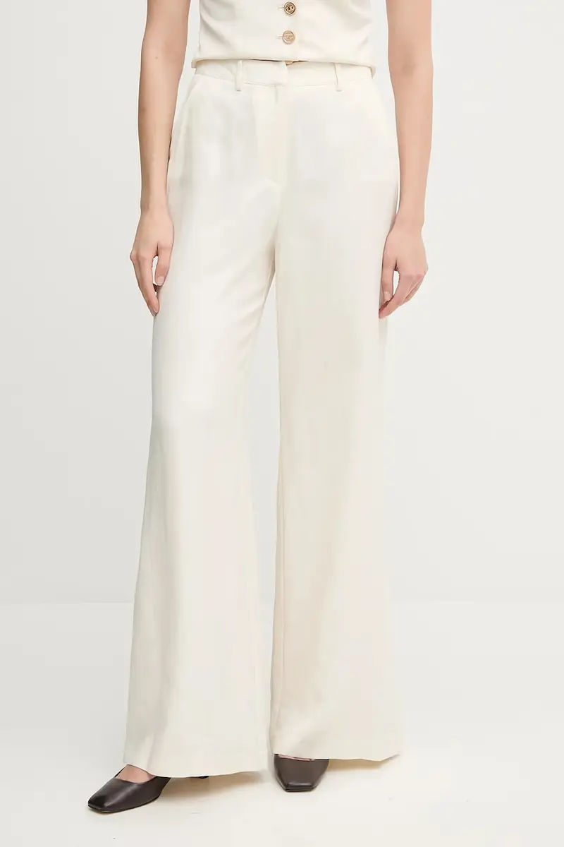 pantaloni in lino misto donna colore beige 511FD25006