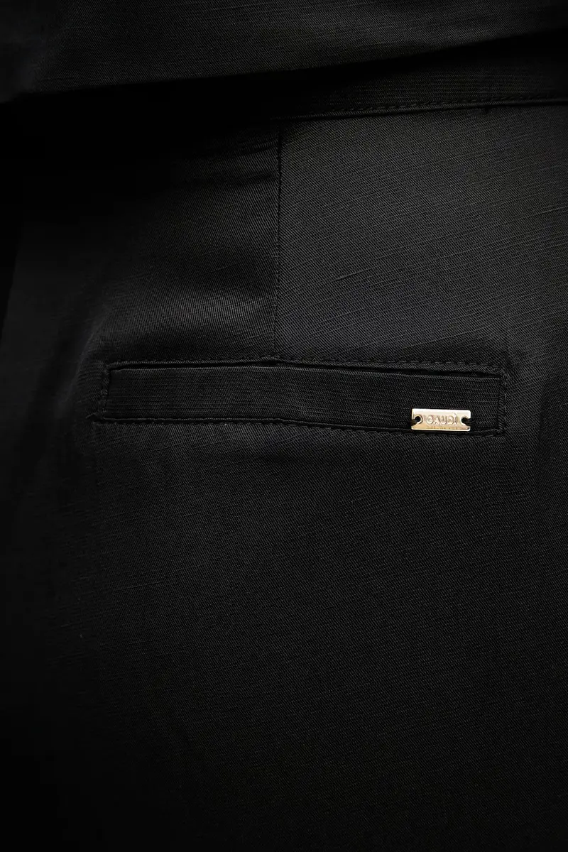 pantaloni in lino misto donna colore nero 511FD25009 miniatura 4