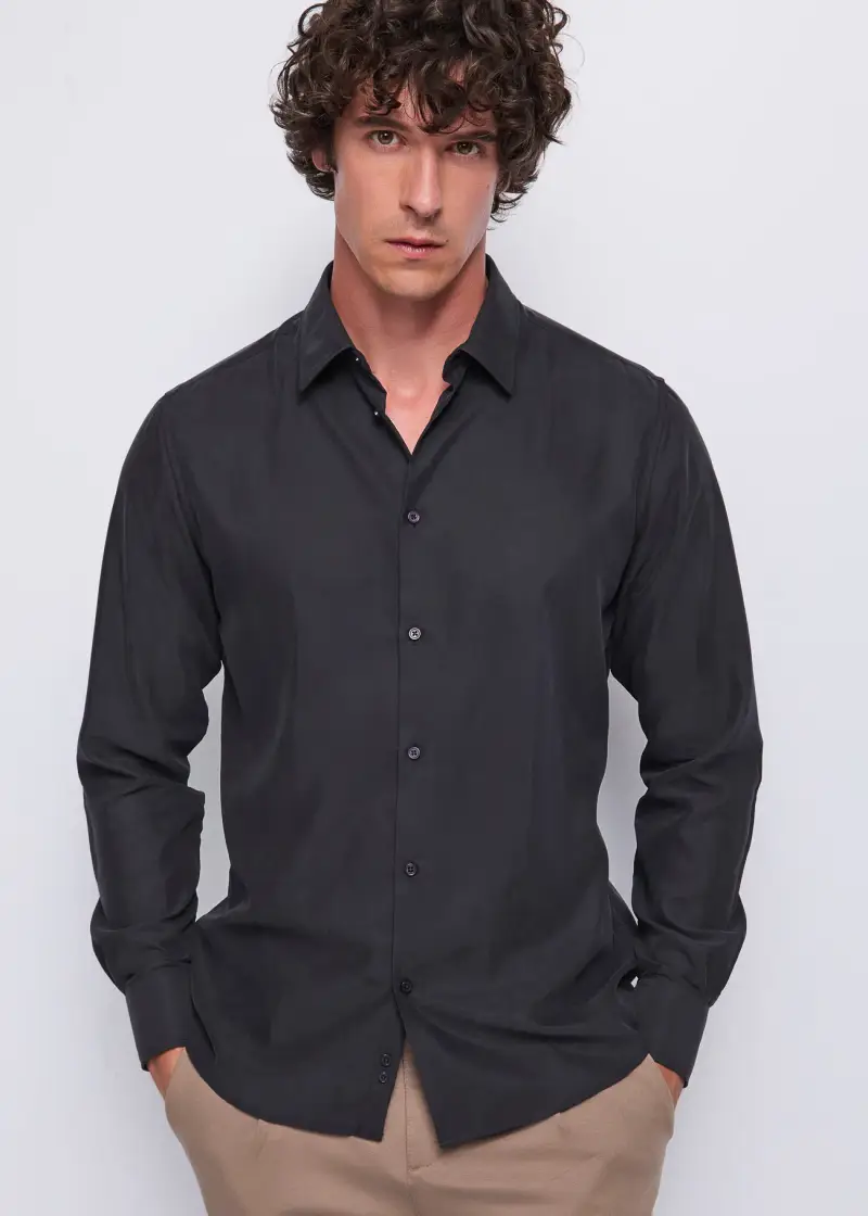 Uomo Camicia in modal nero