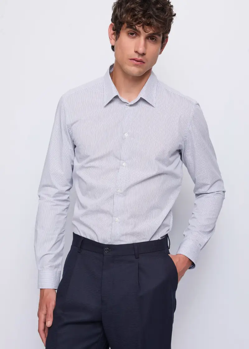 Uomo Camicia slim in cotone a righe Multicolore