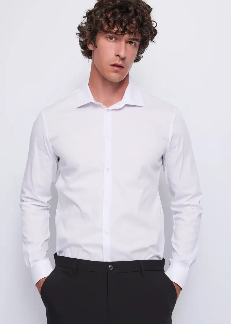 Uomo Camicia slim in cotone bianco