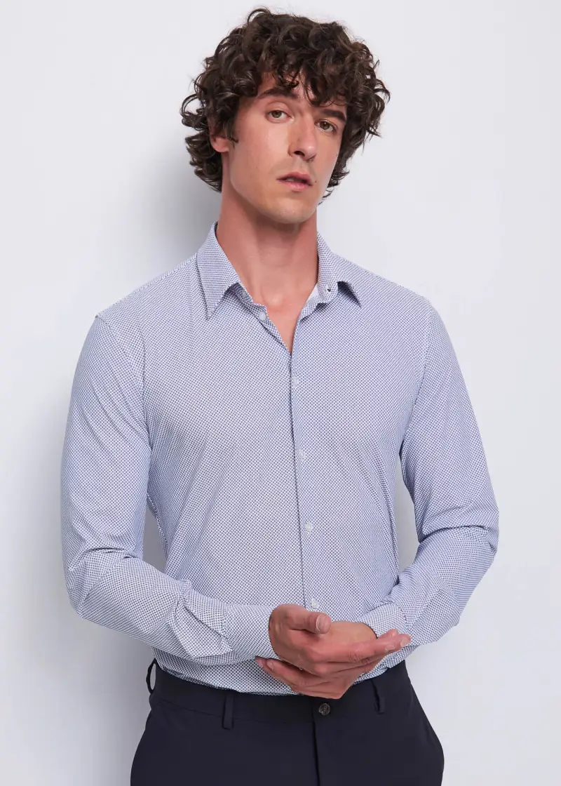 Uomo Camicia slim in nylon stampato Multicolore