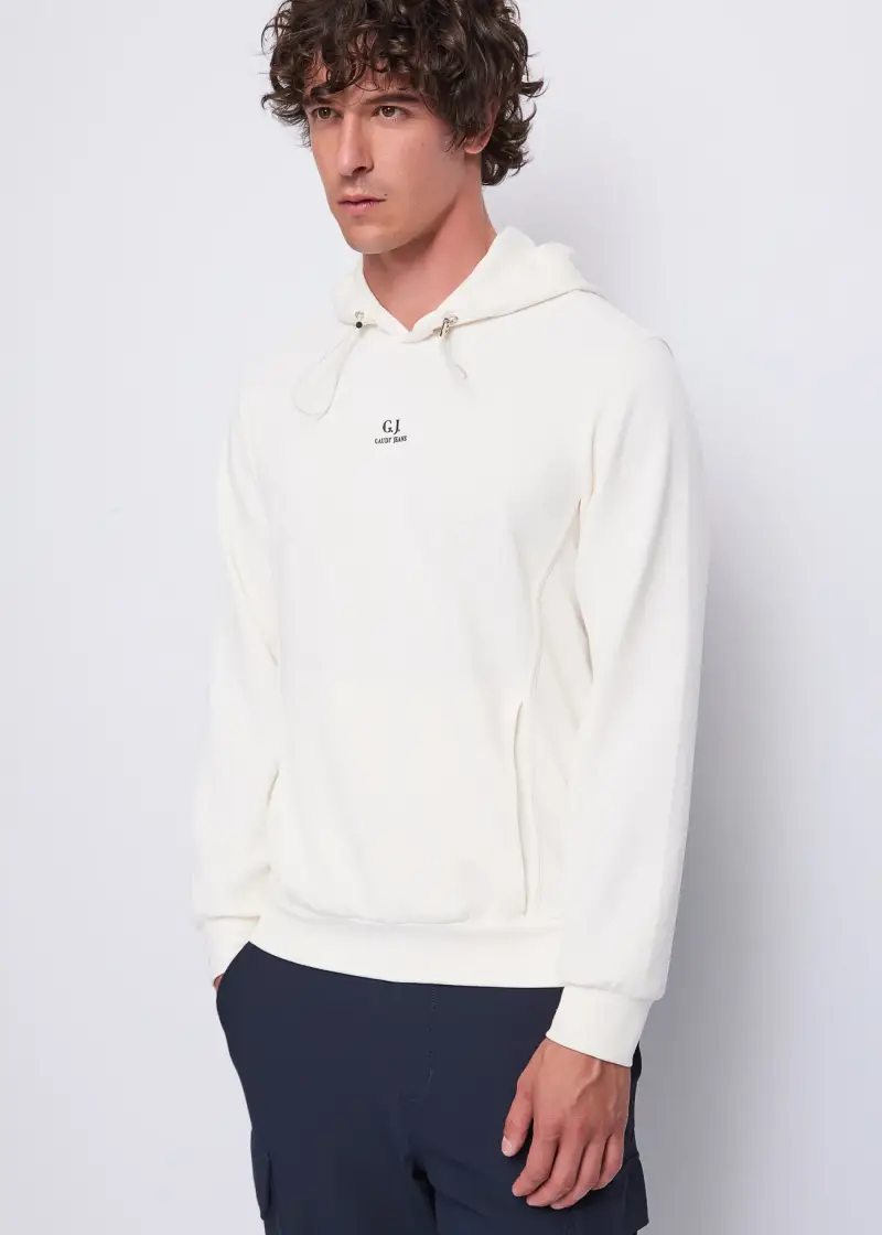 Uomo Felpa beige con cappuccio Bianco