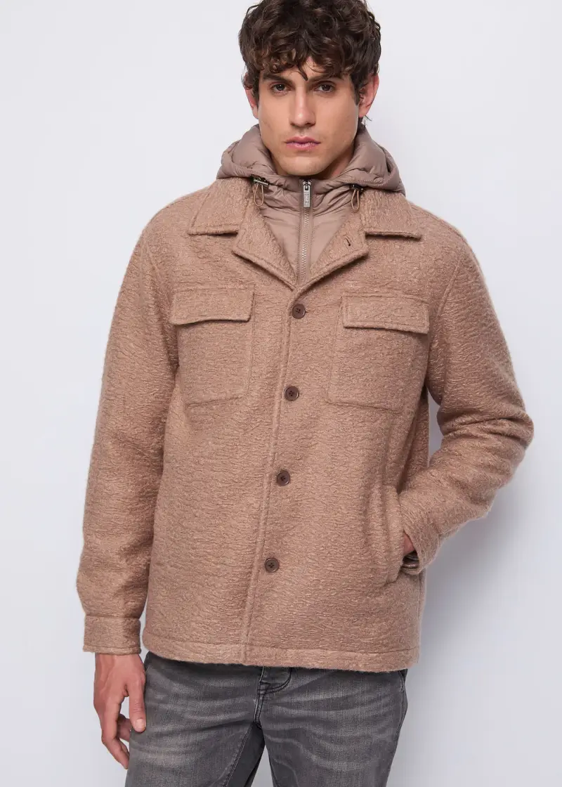 Uomo Giacca overshirt beige in bouclé Naturale
