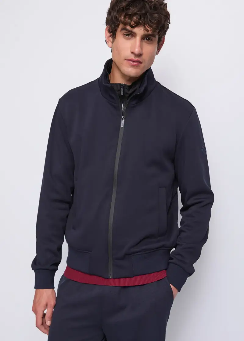 Uomo Giubbotto blu in misto cotone