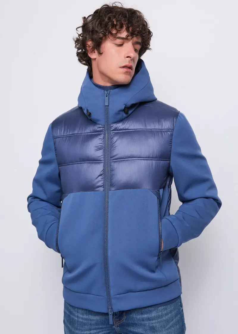 Uomo Giubbotto blu in nylon e scuba