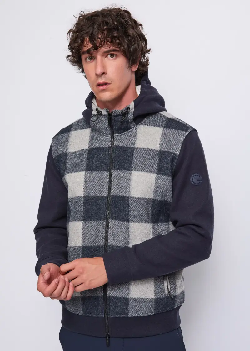 Uomo Giubbotto check con cappuccio Multicolore