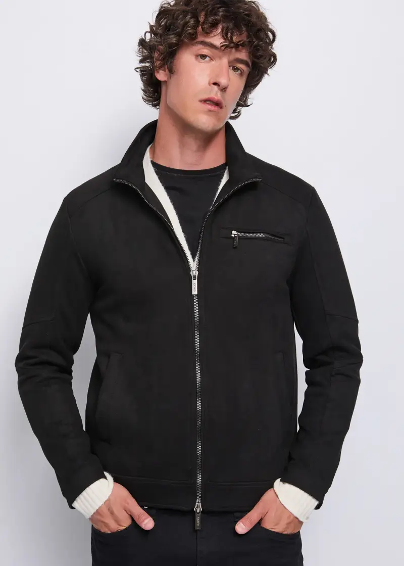 Uomo Giubbotto nero scamosciato