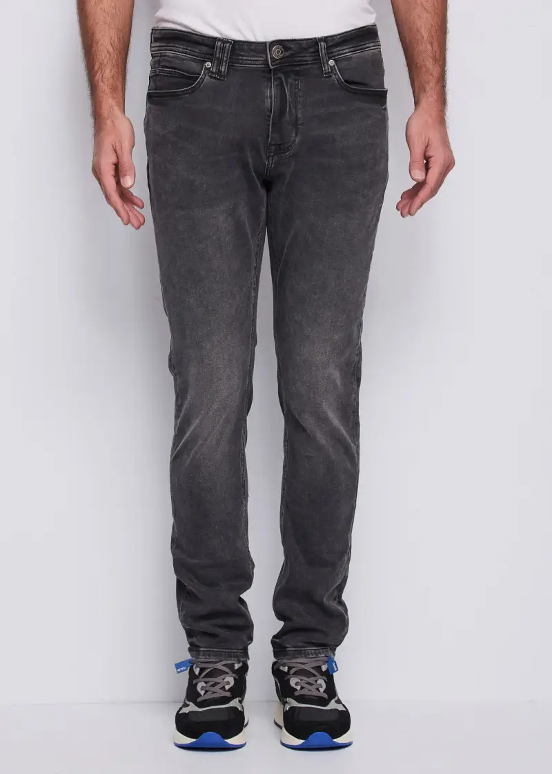 Uomo Jeans slim grigi in cotone used Multicolore