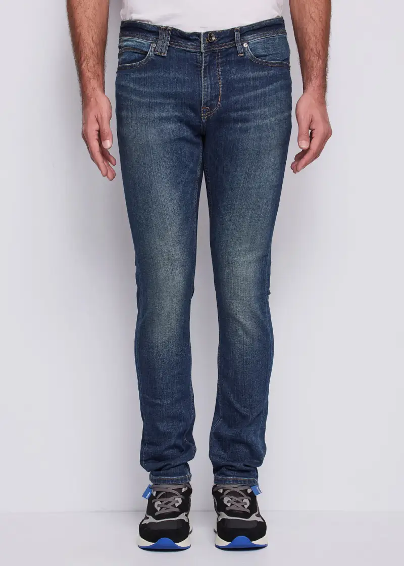 Uomo Jeans slim in cotone used Multicolore