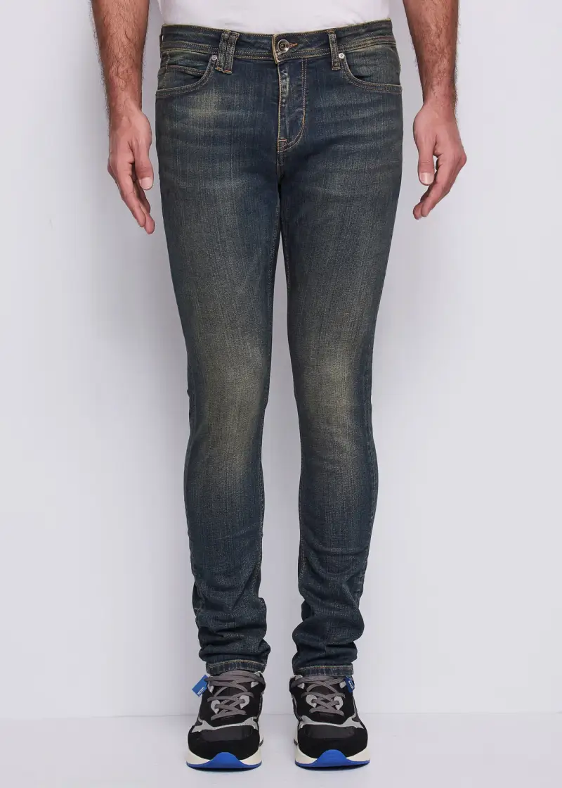 Uomo Jeans slim in cotone used Multicolore