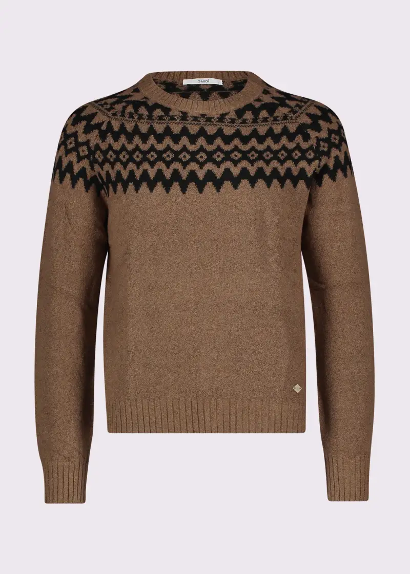 Uomo Maglia beige in cotone jacquard Multicolore