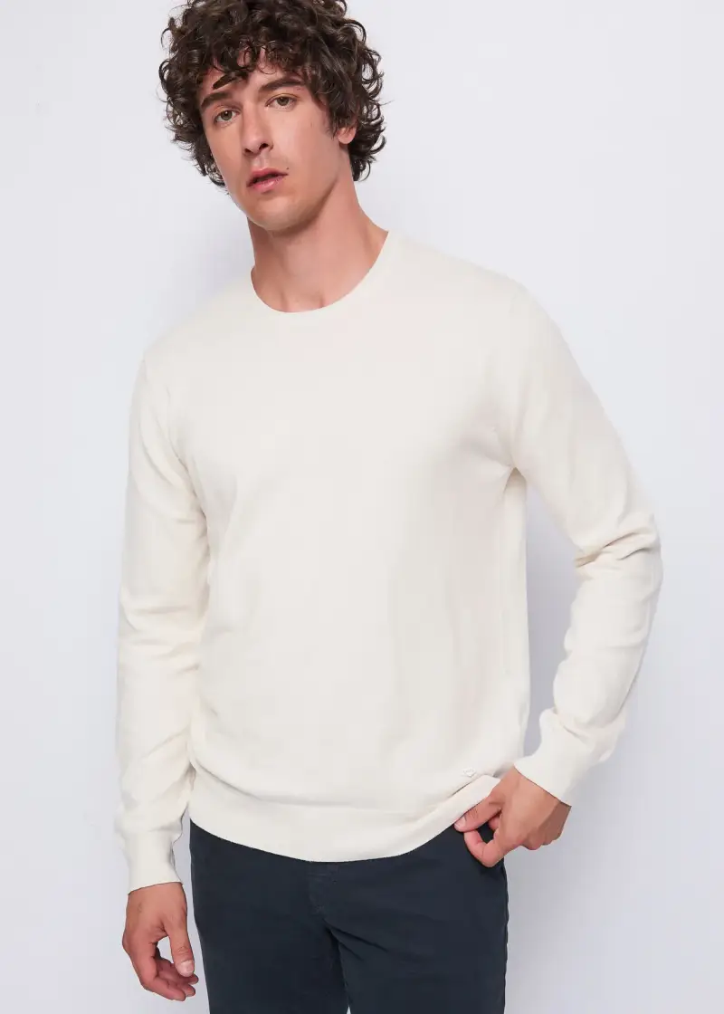 Uomo Maglia girocollo beige Bianco