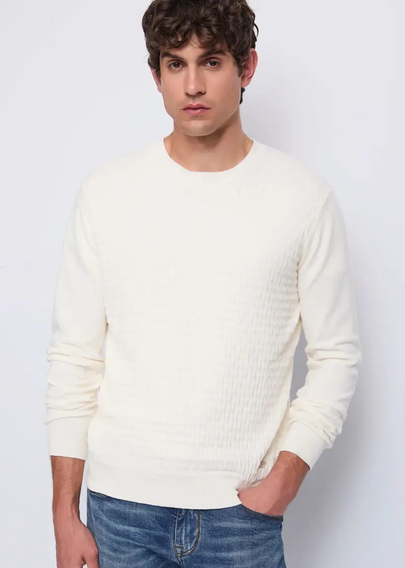 Uomo Maglia in cotone e cashmere Bianco