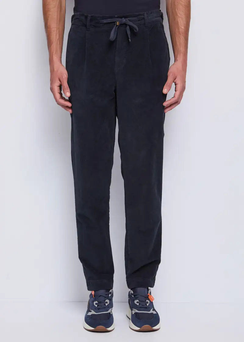 Uomo Pantaloni blu in velluto di cotone