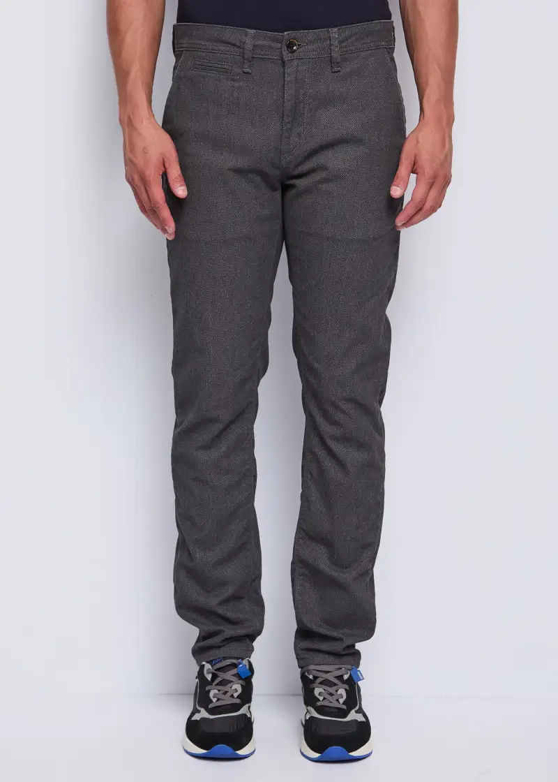 Uomo Pantaloni grigi in twill di cotone Nero