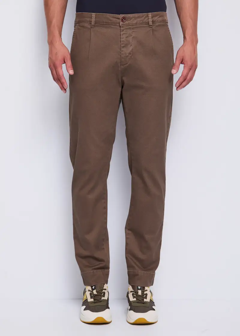 Uomo Pantaloni marroni in cotone stampato Marrone