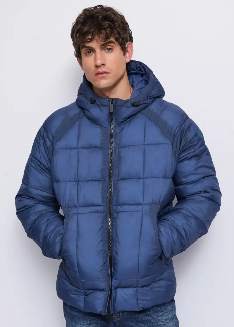 Uomo Piumino blu in nylon trapuntato