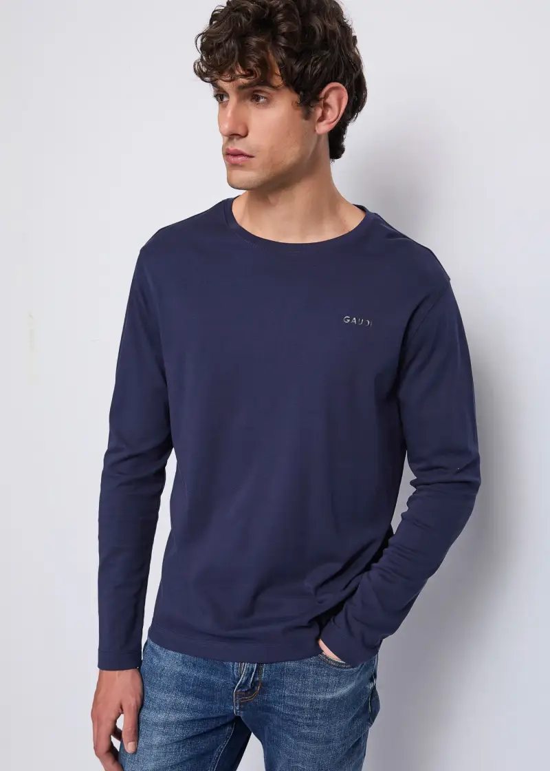 Uomo T-shirt blu in cotone