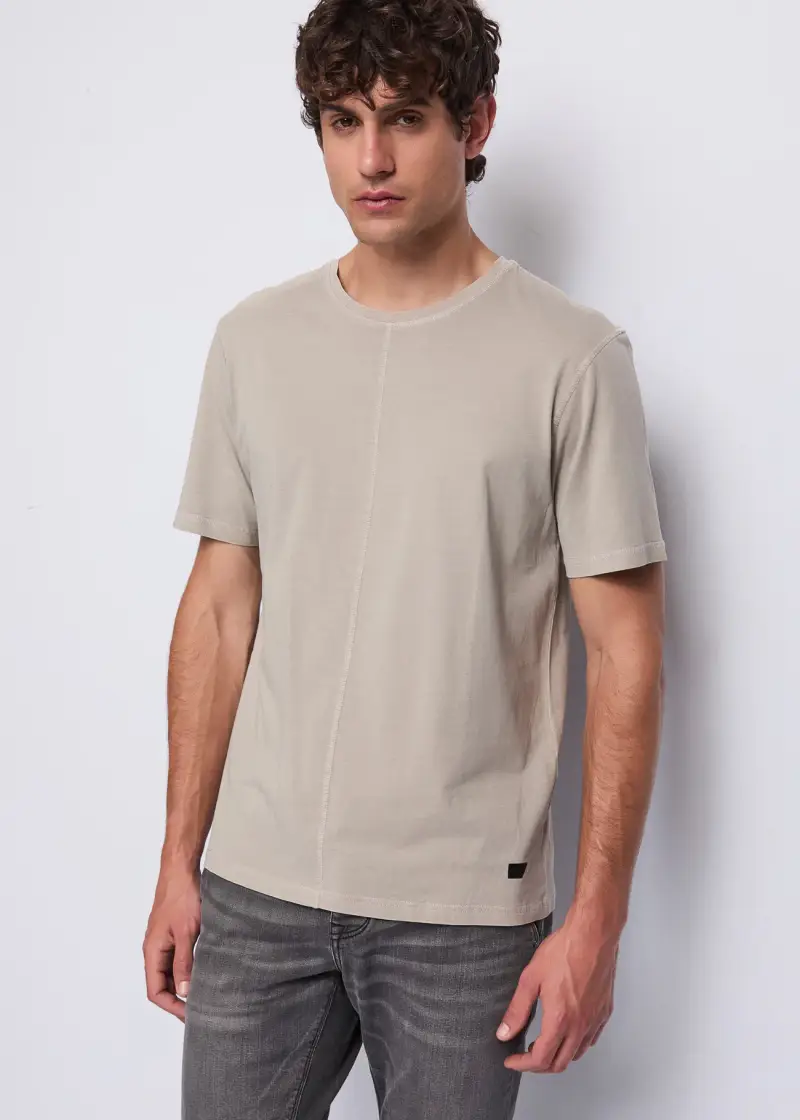 Uomo T-shirt grigia in cotone Nero