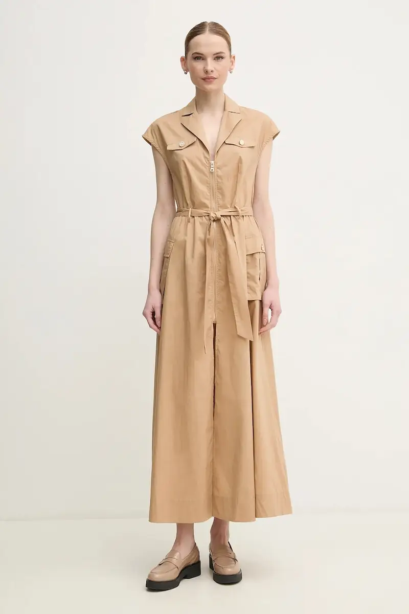 vestito in cotone colore beige 511FD15014