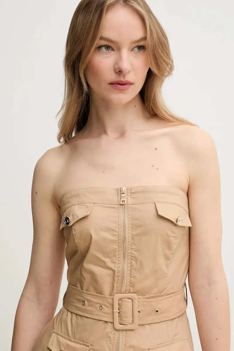 vestito in cotone colore beige 511FD15017 miniatura 2