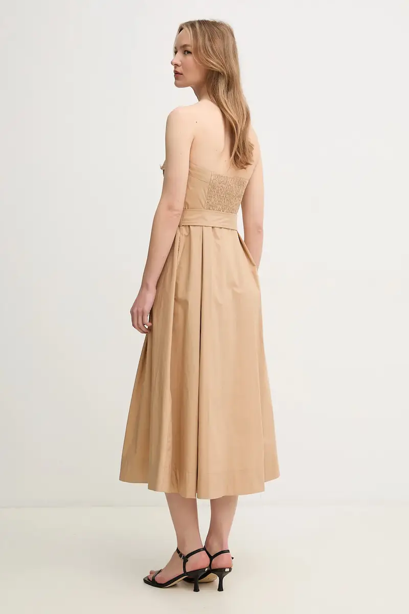 vestito in cotone colore beige 511FD15017 miniatura 3