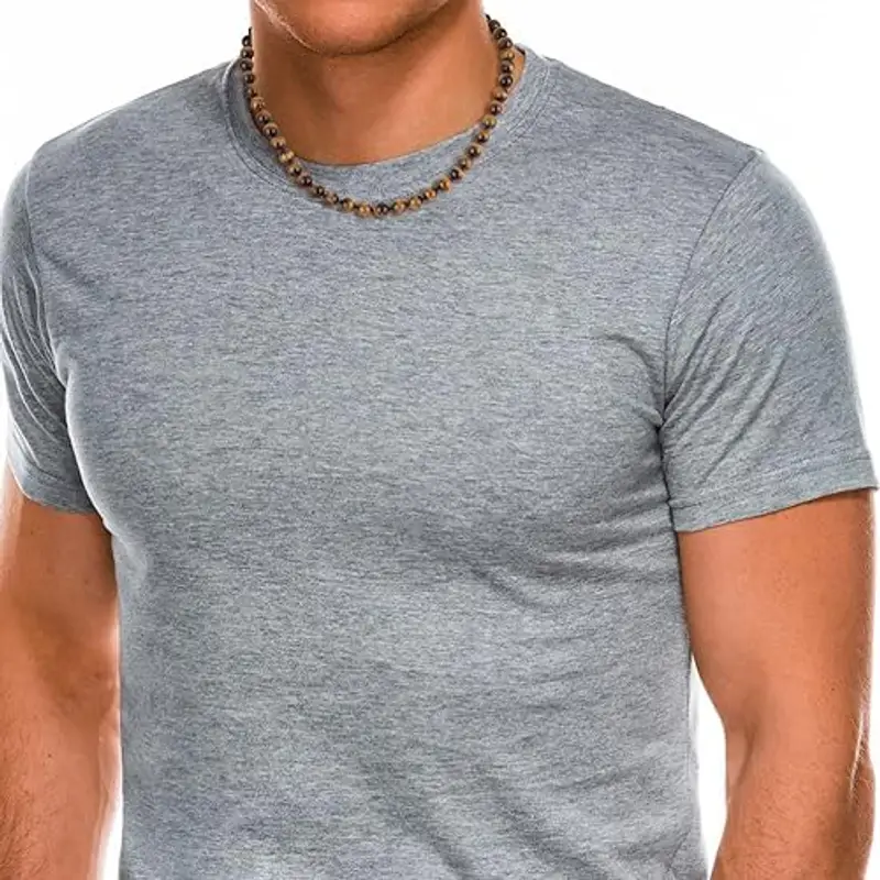 GAVU Collana da Uomo con Perline di Pietra Semipreziosa Occhio di Tigre Annodate a Mano Una ad Una e Chiusura Barra T miniatura 3