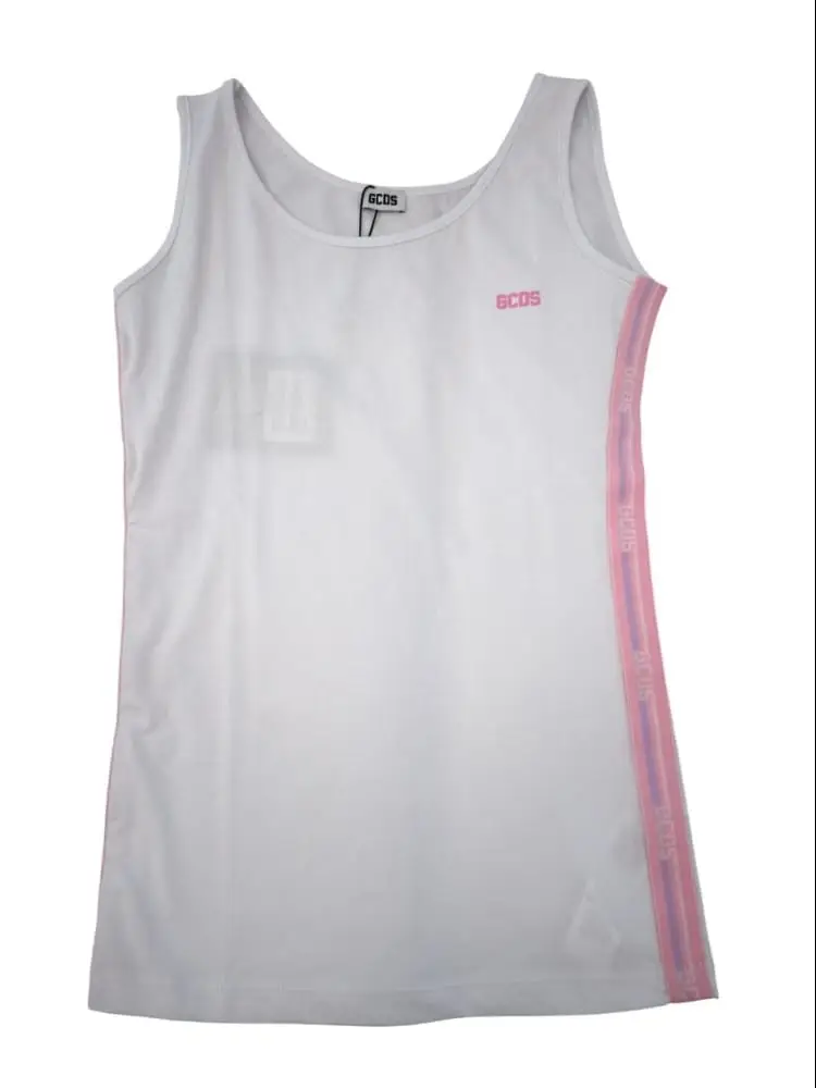 abito bianco bambina banda con logo