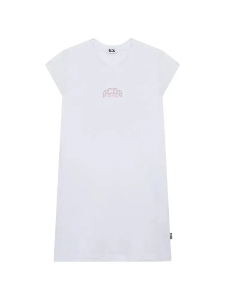 abito bianco bambina mini logo