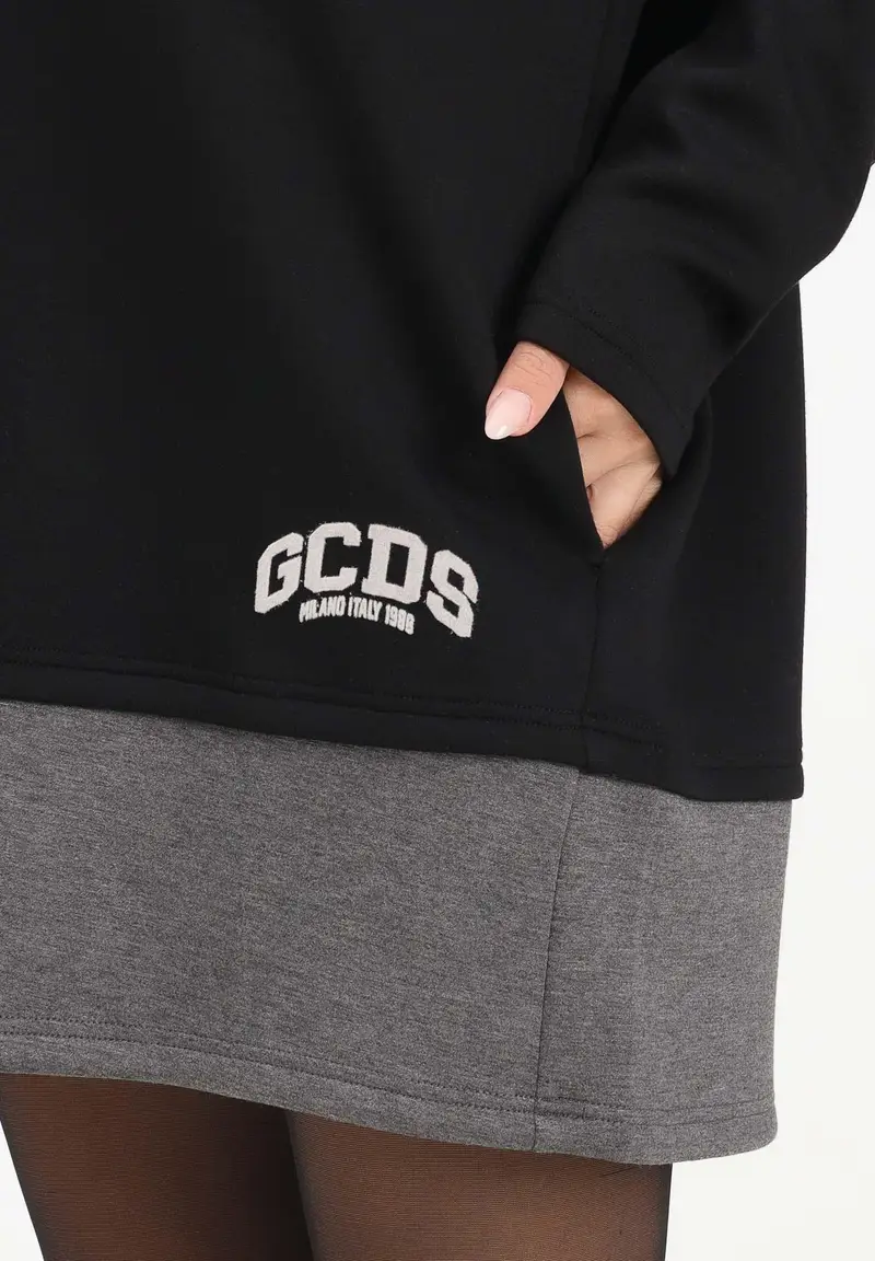 Abito corto nero da donna con ricamo logo sul retro miniatura 3