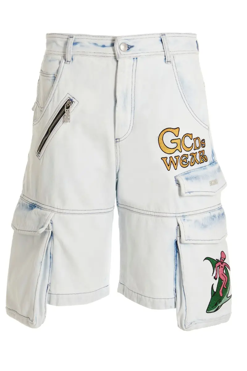 Bermuda Bleached Embroidered Ultracargo Azzurro