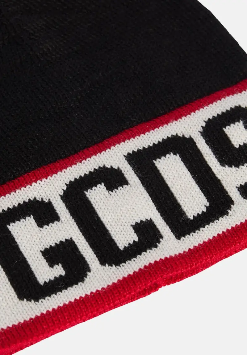 Berretto di lana nero per uomo e donna con logo GCDS miniatura 2