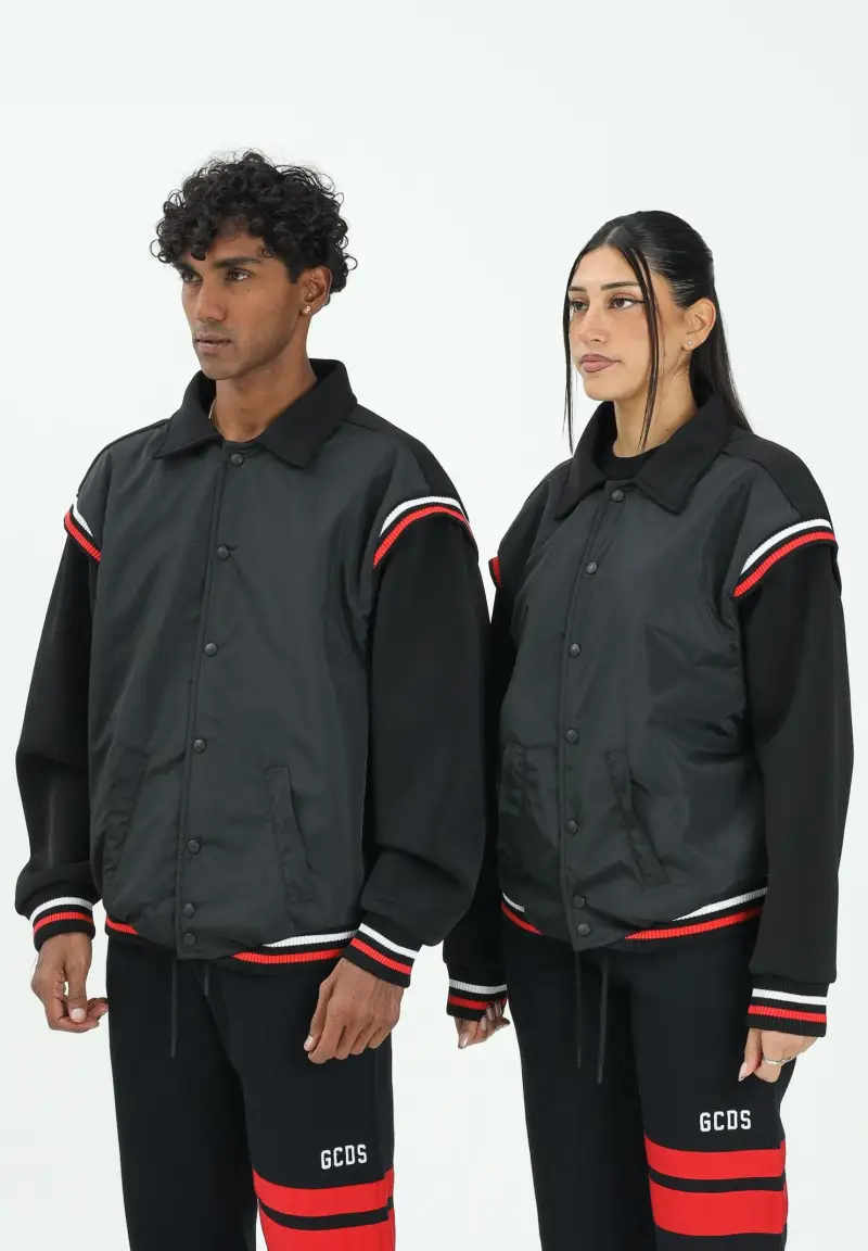 Bomber nero per uomo e donna con logo sul retro
