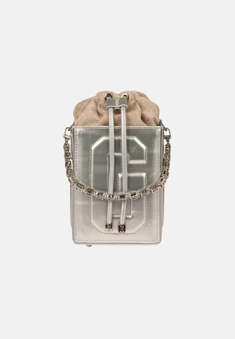 Borsa a mano argento da donna con logo GCDS in rilievo 3D