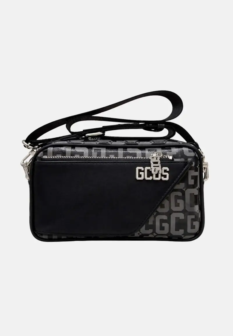 Borsa a tracolla nera per uomo e donna con lettering GCDS