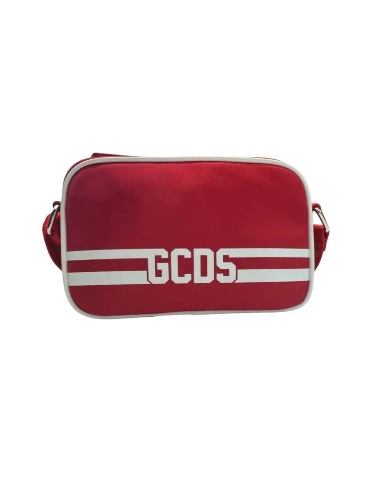 borsa camera bag in nylon rosso con logo tape