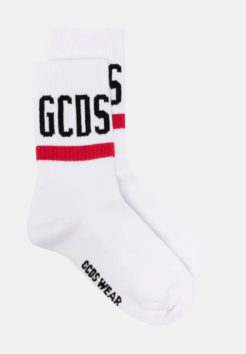 Calzini bianchi per uomo e donna con logo GCDS
