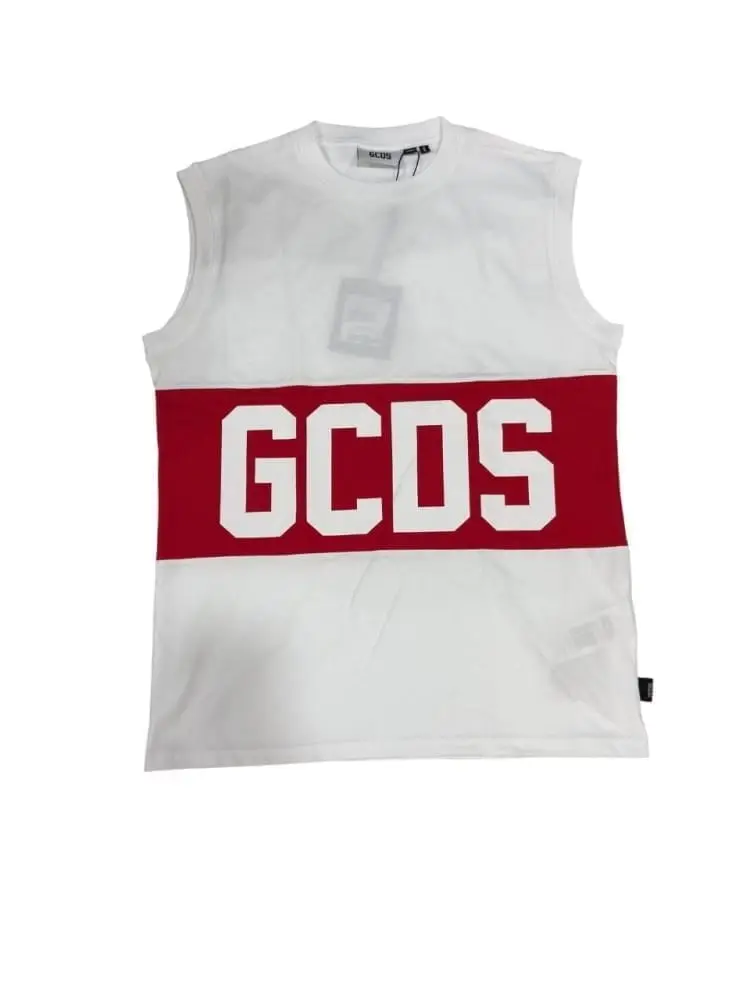 canotta bianca bambino maxi logo