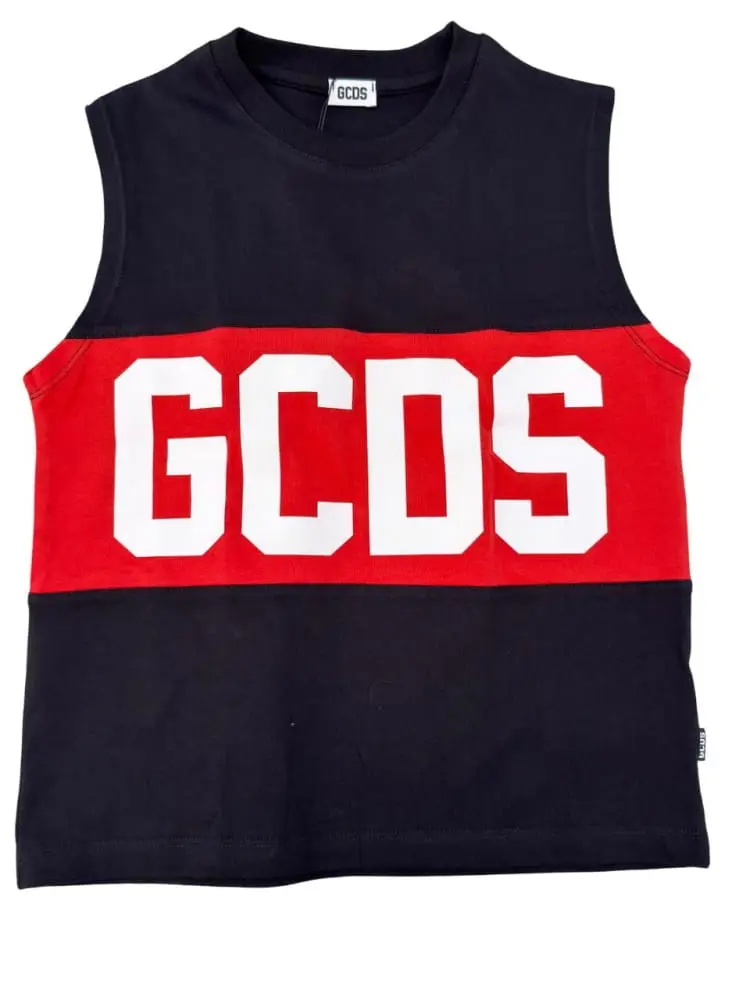 canotta nera bambino maxi logo