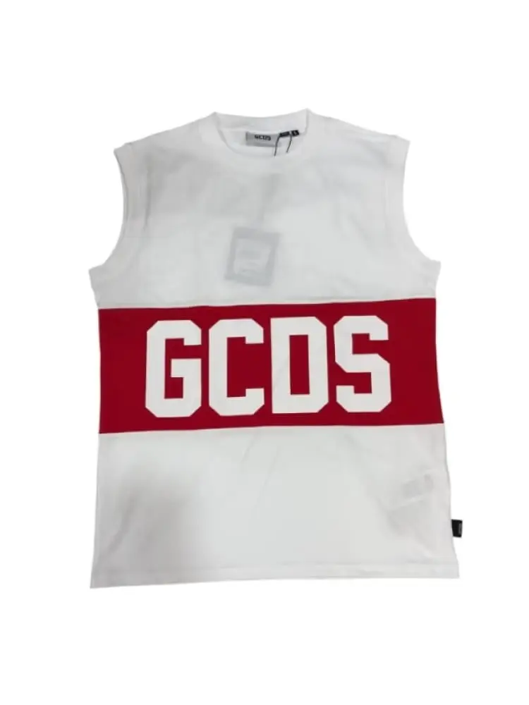 canotta nera iconica con maxi logo lettering