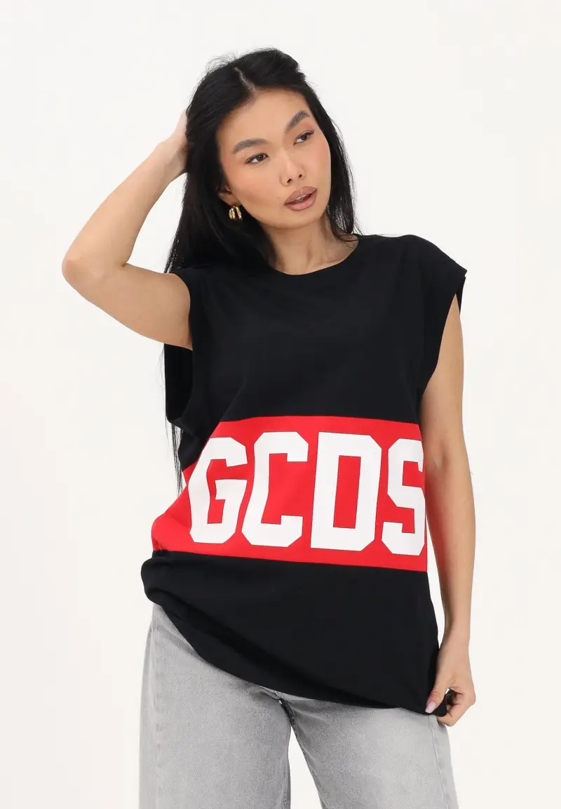 Canotta nera per uomo e donna con stampa logo miniatura 3