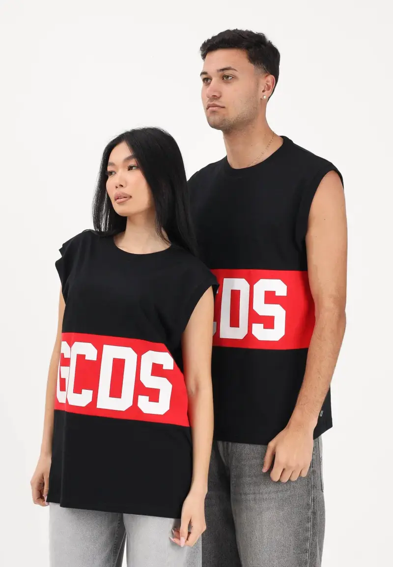 Canotta nera per uomo e donna con stampa logo