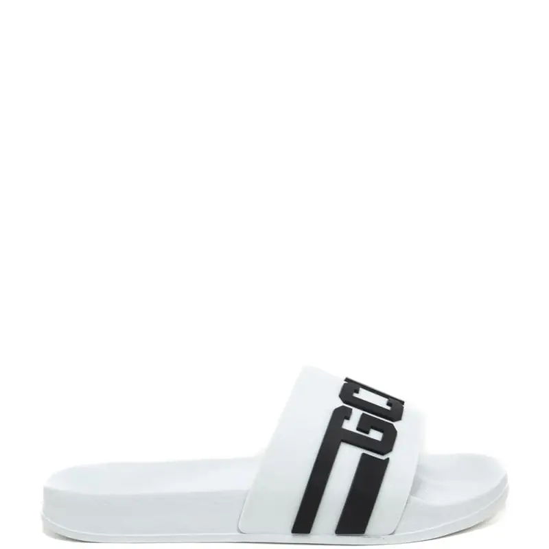 ciabatte da bambino con logo lettering a contrasto colore bianco nero