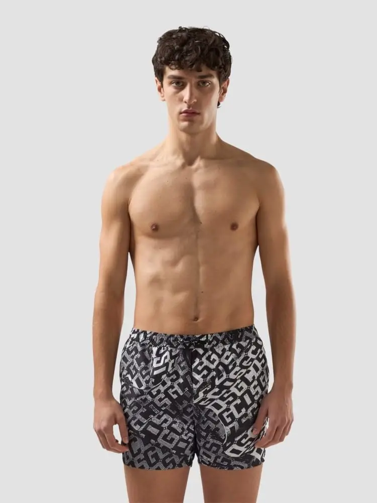 cosyume da bagno uomo con logo monogram nero miniatura 2