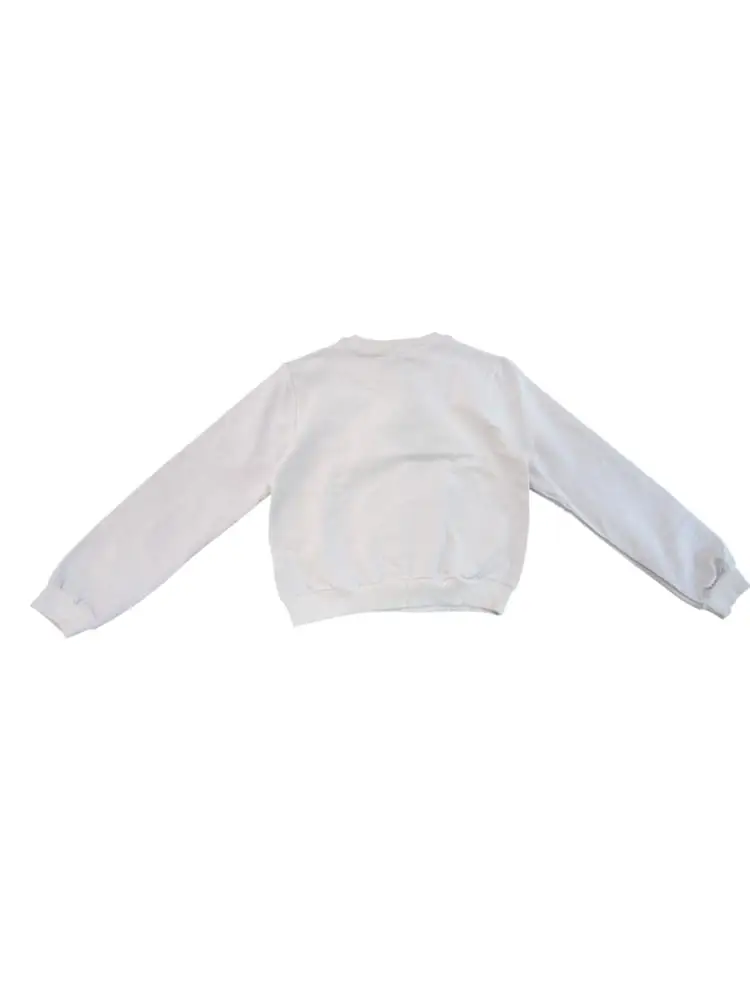felpa bianca bambina crop maxi logo miniatura 2