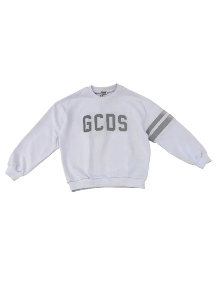 felpa bianca bambino logo a contrasto